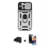 MARSİLYAN™- iPhone 15 Pro Max Kılıf Ahenk Klasik - Siyah 3D Antistatik Mat Seramik Nano Ekran Koruyucu + Raze Metal Kamera Lens - SH