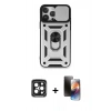 MARSİLYAN™- iPhone 15 Pro Max Kılıf Ahenk Klasik - Siyah 3D Antistatik Mat Seramik Nano Ekran Koruyucu + PVD Metal Kamera Lens - SH