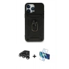 MARSİLYAN™- iPhone 15 Pro Max Kılıf Ahenk Klasik - Siyah 3D Antistatik Seramik Nano Ekran Koruyucu + Raze Metal Kamera Lens - GS