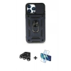 MARSİLYAN™- iPhone 15 Pro Max Kılıf Ahenk Klasik - Siyah 3D Antistatik Seramik Nano Ekran Koruyucu + Raze Metal Kamera Lens - GS