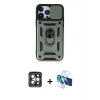 MARSİLYAN™- iPhone 15 Pro Max Kılıf Ahenk Klasik - Siyah 3D Antistatik Seramik Nano Ekran Koruyucu + PVD Metal Kamera Lens - GI
