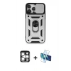 MARSİLYAN™- iPhone 15 Pro Max Kılıf Ahenk Klasik - Siyah 3D Antistatik Seramik Nano Ekran Koruyucu + PVD Metal Kamera Lens - GS
