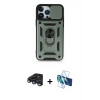 MARSİLYAN™- iPhone 15 Pro Max Kılıf Ahenk Klasik - Siyah 3D Antistatik Seramik Nano Ekran Koruyucu + Raze Metal Kamera Lens - LT