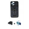MARSİLYAN™- iPhone 15 Pro Max Kılıf Ahenk Klasik - Siyah 3D Antistatik Seramik Nano Ekran Koruyucu + Raze Metal Kamera Lens - LT