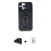 MARSİLYAN™- iPhone 15 Pro Max Kılıf Ahenk Klasik - Siyah Bilvis 0.18mm Plus Cam Ekran Koruyucu + Raze Metal Kamera Lens - TMGI