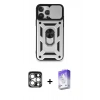 MARSİLYAN™- iPhone 15 Pro Max Kılıf Ahenk Klasik - Siyah Bilvis 5in1 3D Magic Cam Ekran Koruyucu + PVD Metal Kamera Lens - GS