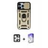 MARSİLYAN™- iPhone 15 Pro Max Kılıf Ahenk Klasik - Siyah Bilvis 5in1 3D Magic Cam Ekran Koruyucu + PVD Metal Kamera Lens - GS