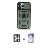 MARSİLYAN™- iPhone 15 Pro Max Kılıf Ahenk Klasik - Siyah Bilvis 5in1 3D Magic Cam Ekran Koruyucu + PVD Metal Kamera Lens - GS