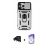 MARSİLYAN™- iPhone 15 Pro Max Kılıf Ahenk Klasik - Siyah Bilvis 5in1 3D Magic Cam Ekran Koruyucu + Raze Metal Kamera Lens - LT