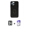 MARSİLYAN™- iPhone 15 Pro Max Kılıf Ahenk Klasik - Siyah Bilvis 5in1 3D Magic Cam Ekran Koruyucu + PVD Metal Kamera Lens - LT