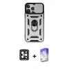 MARSİLYAN™- iPhone 15 Pro Max Kılıf Ahenk Klasik - Siyah Bilvis 5in1 3D Magic Cam Ekran Koruyucu + PVD Metal Kamera Lens - SH