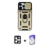 MARSİLYAN™- iPhone 15 Pro Max Kılıf Ahenk Klasik - Siyah Bilvis 5in1 3D Magic Cam Ekran Koruyucu + PVD Metal Kamera Lens - LT