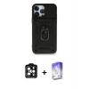 MARSİLYAN™- iPhone 15 Pro Max Kılıf Ahenk Klasik - Siyah Bilvis 5in1 3D Magic Cam Ekran Koruyucu + PVD Metal Kamera Lens - TU