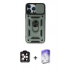 MARSİLYAN™- iPhone 15 Pro Max Kılıf Ahenk Klasik - Siyah Bilvis 5in1 3D Magic Cam Ekran Koruyucu + PVD Metal Kamera Lens - TU