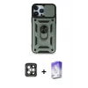 MARSİLYAN™- iPhone 15 Pro Max Kılıf Ahenk Klasik - Siyah Bilvis 5in1 3D Magic Cam Ekran Koruyucu + PVD Metal Kamera Lens - GI