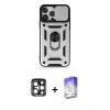 MARSİLYAN™- iPhone 15 Pro Max Kılıf Ahenk Klasik - Siyah Bilvis 5in1 3D Magic Cam Ekran Koruyucu + PVD Metal Kamera Lens - LT