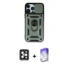 MARSİLYAN™- iPhone 15 Pro Max Kılıf Ahenk Klasik - Siyah Bilvis 5in1 3D Magic Cam Ekran Koruyucu + PVD Metal Kamera Lens - SH