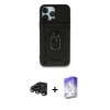 MARSİLYAN™- iPhone 15 Pro Max Kılıf Ahenk Klasik - Siyah Bilvis 5in1 3D Magic Cam Ekran Koruyucu + Raze Metal Kamera Lens - TMGI
