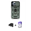 MARSİLYAN™- iPhone 15 Pro Max Kılıf Ahenk Klasik - Siyah Bilvis 5in1 3D Magic Cam Ekran Koruyucu + Raze Metal Kamera Lens - TMGI