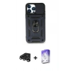 MARSİLYAN™- iPhone 15 Pro Max Kılıf Ahenk Klasik - Siyah Bilvis 5in1 3D Magic Cam Ekran Koruyucu + Raze Metal Kamera Lens - TMGI