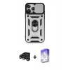 MARSİLYAN™- iPhone 15 Pro Max Kılıf Ahenk Klasik - Siyah Bilvis 5in1 3D Magic Cam Ekran Koruyucu + Raze Metal Kamera Lens - TMGI