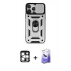 MARSİLYAN™- iPhone 15 Pro Max Kılıf Ahenk Klasik - Siyah Bilvis 5in1 5D Magic Hayalet Cam Ekran Koruyucu + PVD Metal Kamera Lens - GS