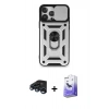MARSİLYAN™- iPhone 15 Pro Max Kılıf Ahenk Klasik - Siyah Bilvis 5in1 5D Magic Hayalet Cam Ekran Koruyucu + Raze Metal Kamera Lens - LT