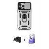 MARSİLYAN™- iPhone 15 Pro Max Kılıf Ahenk Klasik - Siyah Bilvis 5in1 5D Magic Hayalet Cam Ekran Koruyucu + Raze Metal Kamera Lens - TMGI