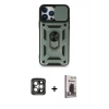 MARSİLYAN™- iPhone 15 Pro Max Kılıf Ahenk Klasik - Siyah Bilvis Hayalet Cam Ekran Koruyucu + PVD Metal Kamera Lens - GI
