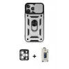 MARSİLYAN™- iPhone 15 Pro Max Kılıf Ahenk Klasik - Siyah Bilvis Hayalet Cam Ekran Koruyucu + PVD Metal Kamera Lens - GS