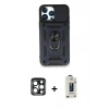 MARSİLYAN™- iPhone 15 Pro Max Kılıf Ahenk Klasik - Siyah Bilvis Hayalet Cam Ekran Koruyucu + PVD Metal Kamera Lens - LT