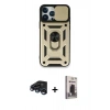 MARSİLYAN™- iPhone 15 Pro Max Kılıf Ahenk Klasik - Siyah Bilvis Hayalet Cam Ekran Koruyucu + Raze Metal Kamera Lens - LT