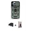 MARSİLYAN™- iPhone 15 Pro Max Kılıf Ahenk Klasik - Siyah Bilvis Hayalet Cam Ekran Koruyucu + Raze Metal Kamera Lens - LT