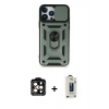 MARSİLYAN™- iPhone 15 Pro Max Kılıf Ahenk Klasik - Siyah Bilvis Hayalet Cam Ekran Koruyucu + PVD Metal Kamera Lens - TU