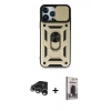 MARSİLYAN™- iPhone 15 Pro Max Kılıf Ahenk Klasik - Siyah Bilvis Hayalet Cam Ekran Koruyucu + Raze Metal Kamera Lens - GS