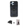 MARSİLYAN™- iPhone 15 Pro Max Kılıf Ahenk Klasik - Siyah Bilvis Hayalet Cam Ekran Koruyucu + Raze Metal Kamera Lens - GS