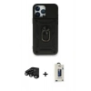 MARSİLYAN™- iPhone 15 Pro Max Kılıf Ahenk Klasik - Siyah Bilvis Hayalet Cam Ekran Koruyucu + Raze Metal Kamera Lens - SH