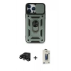 MARSİLYAN™- iPhone 15 Pro Max Kılıf Ahenk Klasik - Siyah Bilvis Hayalet Cam Ekran Koruyucu + Raze Metal Kamera Lens - SH