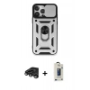 MARSİLYAN™- iPhone 15 Pro Max Kılıf Ahenk Klasik - Siyah Bilvis Hayalet Cam Ekran Koruyucu + Raze Metal Kamera Lens - TMGI