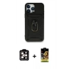 MARSİLYAN™- iPhone 15 Pro Max Kılıf Ahenk Klasik - Siyah Buffer Cam Ekran Koruyucu + PVD Metal Kamera Lens - TU
