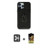 MARSİLYAN™- iPhone 15 Pro Max Kılıf Ahenk Klasik - Siyah Buffer Cam Ekran Koruyucu + PVD Metal Kamera Lens - GI