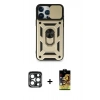 MARSİLYAN™- iPhone 15 Pro Max Kılıf Ahenk Klasik - Siyah Buffer Cam Ekran Koruyucu + PVD Metal Kamera Lens - LT