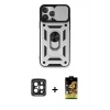 MARSİLYAN™- iPhone 15 Pro Max Kılıf Ahenk Klasik - Siyah Buffer Cam Ekran Koruyucu + PVD Metal Kamera Lens - SH