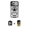 MARSİLYAN™- iPhone 15 Pro Max Kılıf Ahenk Klasik - Siyah Buffer Cam Ekran Koruyucu + PVD Metal Kamera Lens - TU