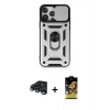 MARSİLYAN™- iPhone 15 Pro Max Kılıf Ahenk Klasik - Siyah Buffer Cam Ekran Koruyucu + Raze Metal Kamera Lens - LT