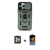 MARSİLYAN™- iPhone 15 Pro Max Kılıf Ahenk Klasik - Siyah Buffer Hayalet Cam Ekran Koruyucu + PVD Metal Kamera Lens - GI
