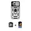 MARSİLYAN™- iPhone 15 Pro Max Kılıf Ahenk Klasik - Siyah Buffer Hayalet Cam Ekran Koruyucu + PVD Metal Kamera Lens - TU