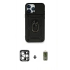 MARSİLYAN™- iPhone 15 Pro Max Kılıf Ahenk Klasik - Siyah Joko Magic 5D Hayalet Cam + PVD Metal Kamera Lens - GS
