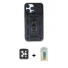MARSİLYAN™- iPhone 15 Pro Max Kılıf Ahenk Klasik - Siyah Polymer Nano Ekran Koruyucu + PVD Metal Kamera Lens - GI