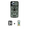MARSİLYAN™- iPhone 15 Pro Max Kılıf Ahenk Klasik - Siyah Polymer Nano Ekran Koruyucu + PVD Metal Kamera Lens - LT